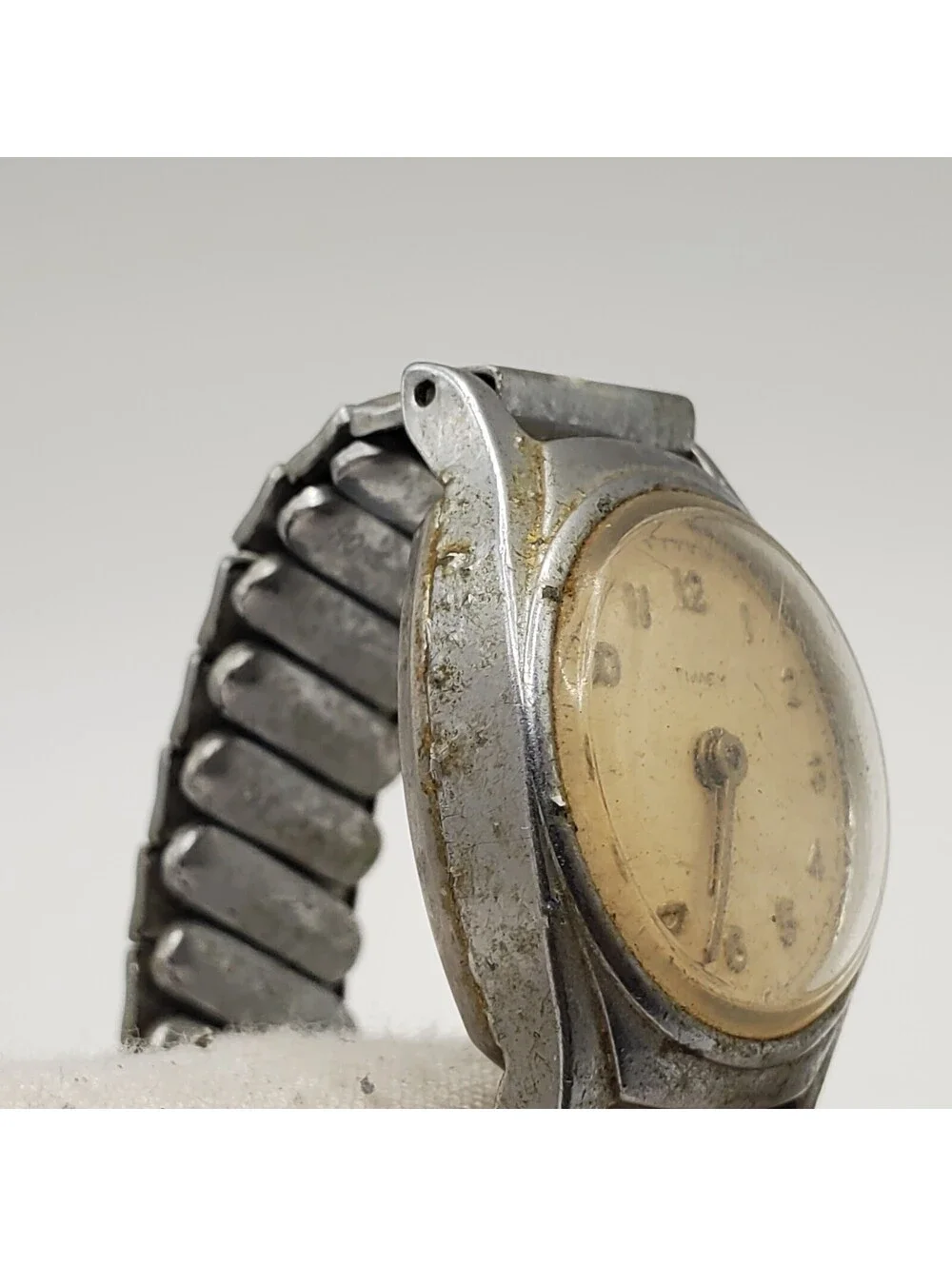 Vintage Timex Shock Resistant Watch Women Silver Tone For Parts Or Repair